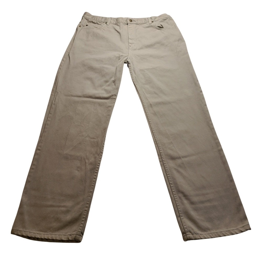 Lamasini Denim Jeans Men's 40x32 Khaki Tan Straight Leg Lion Logo 40 NWOT